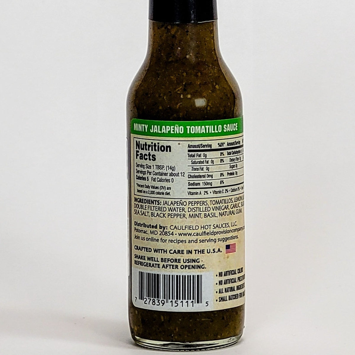 caulfield provisions minty jalapeno tomatillo sauce label description