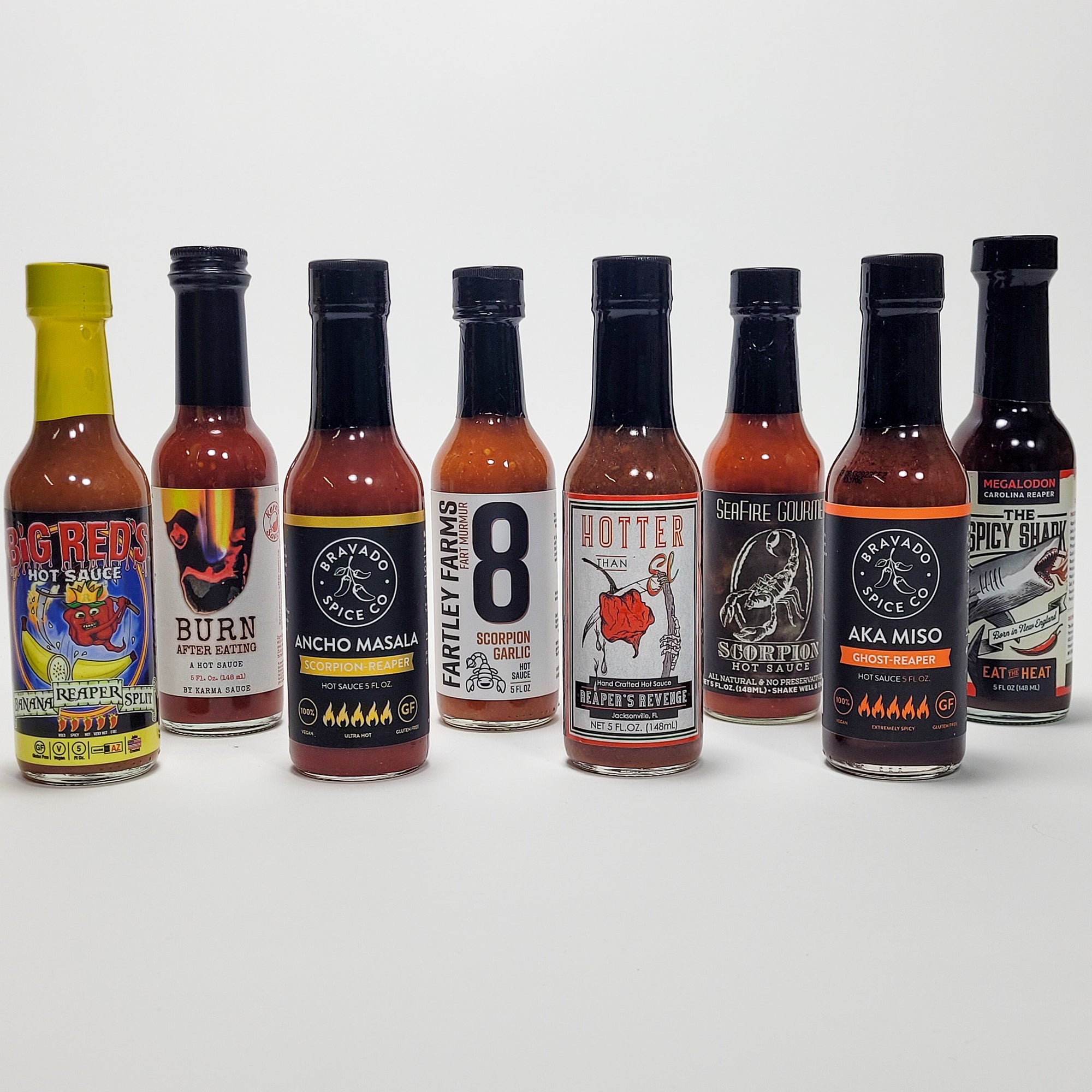 collection of super hot hot sauces