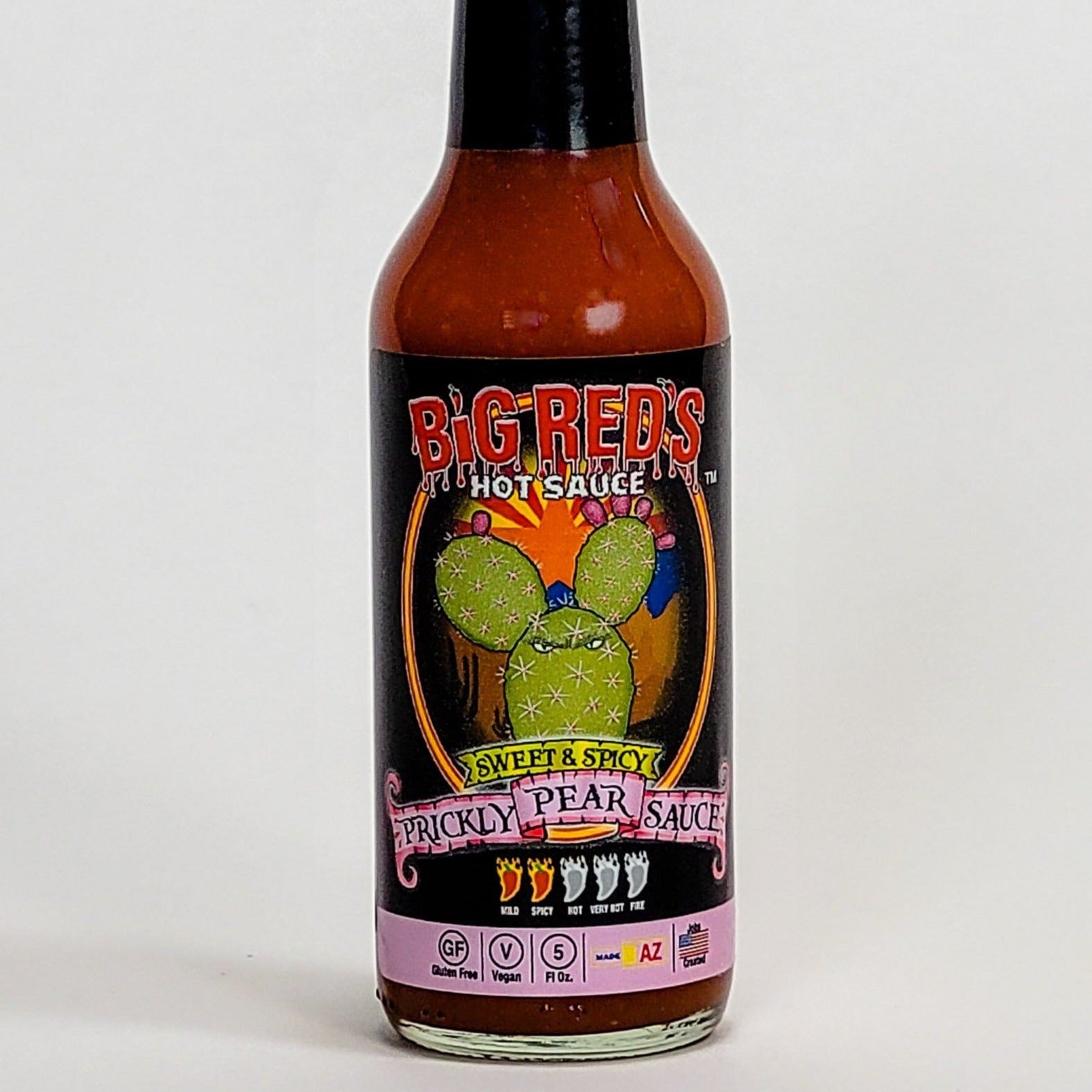 big reds hot sauce prickly pear sauce label