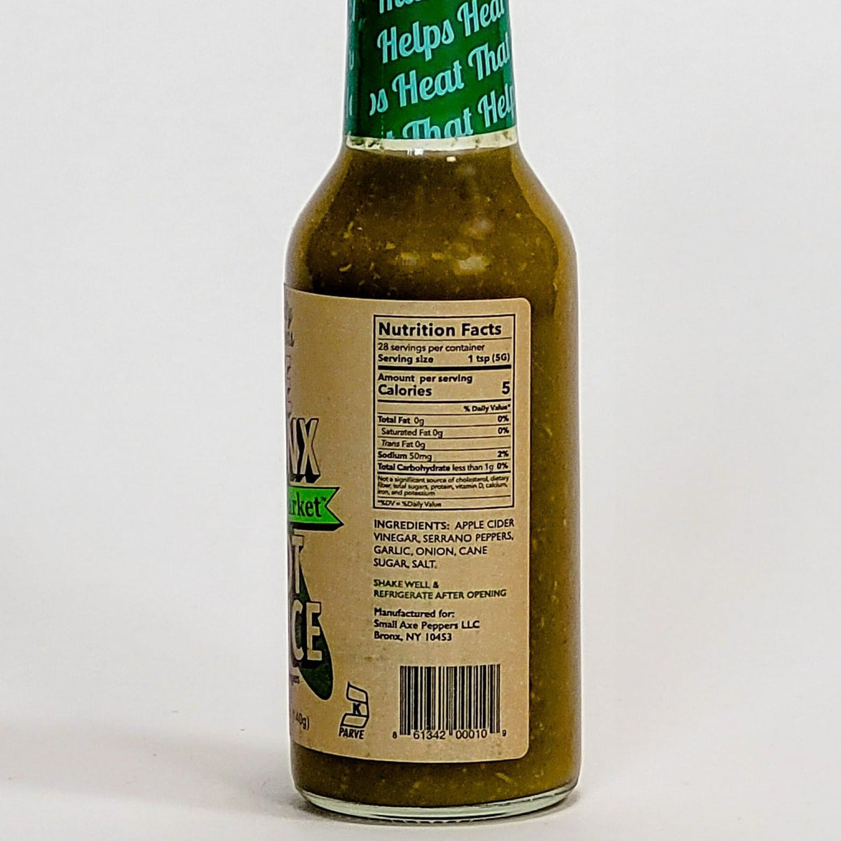 bronx hot sauce label nutritional info