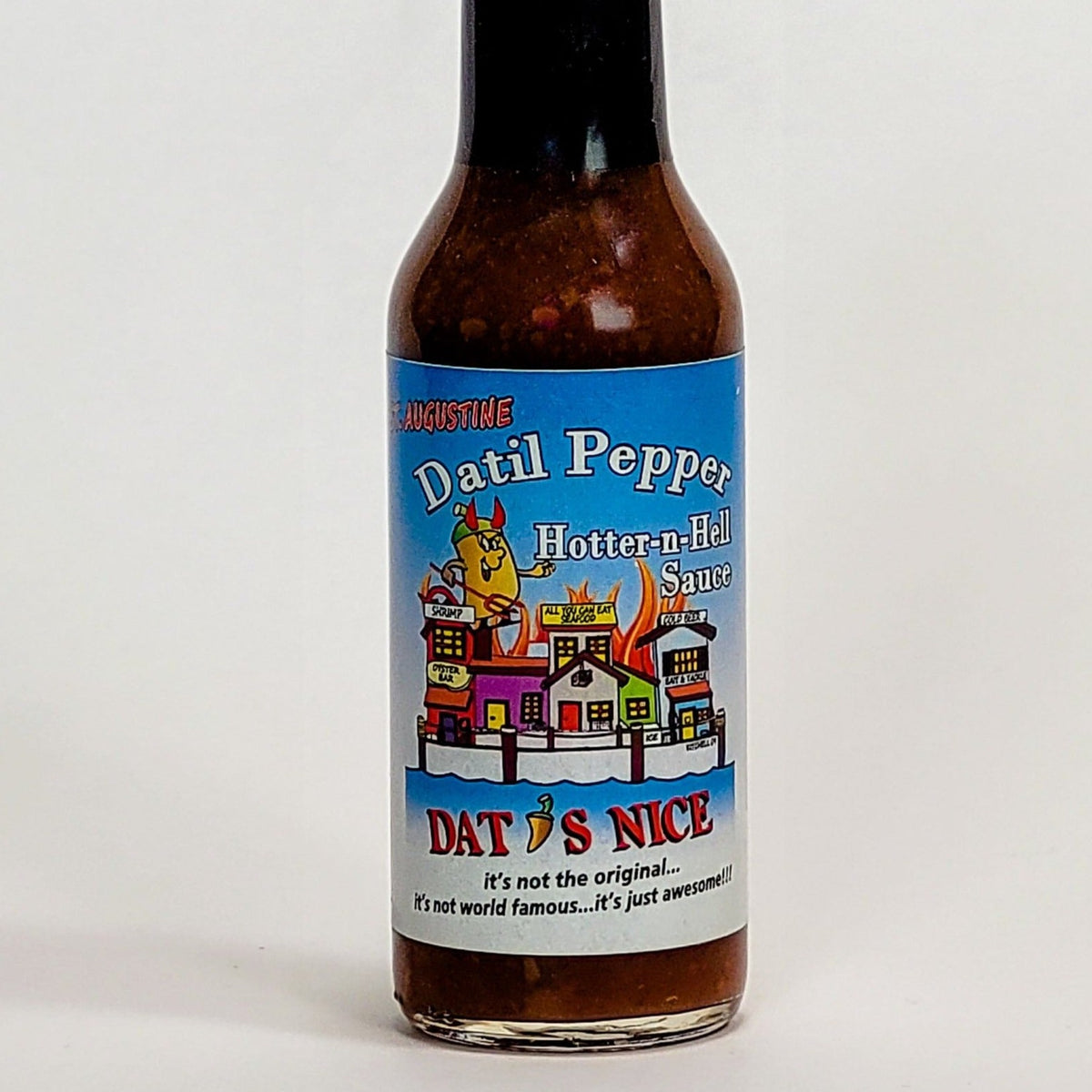 dats nice hotter than hell datil pepper sauce label