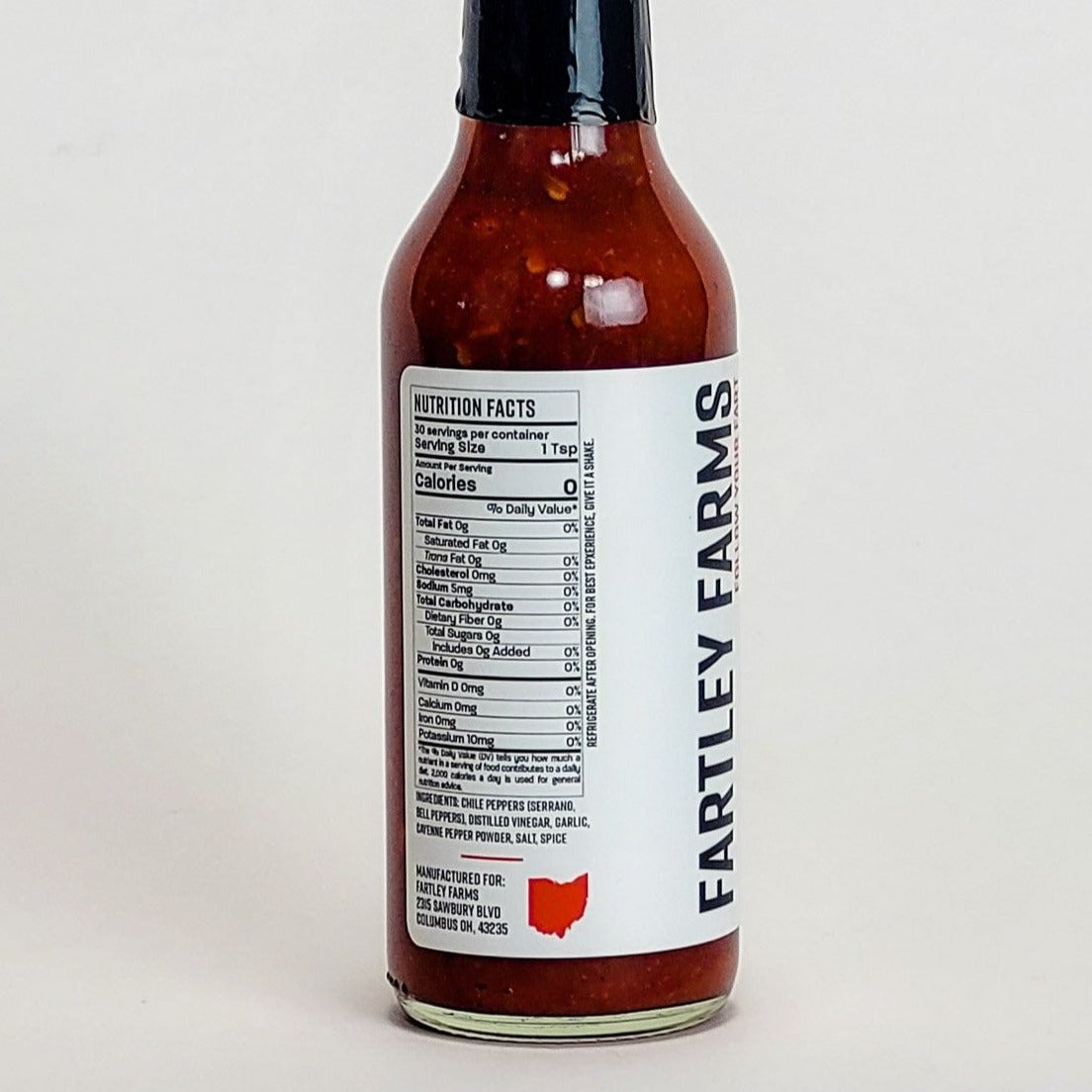 fartley farms 2 serrano garlic hot sauce nutrition facts