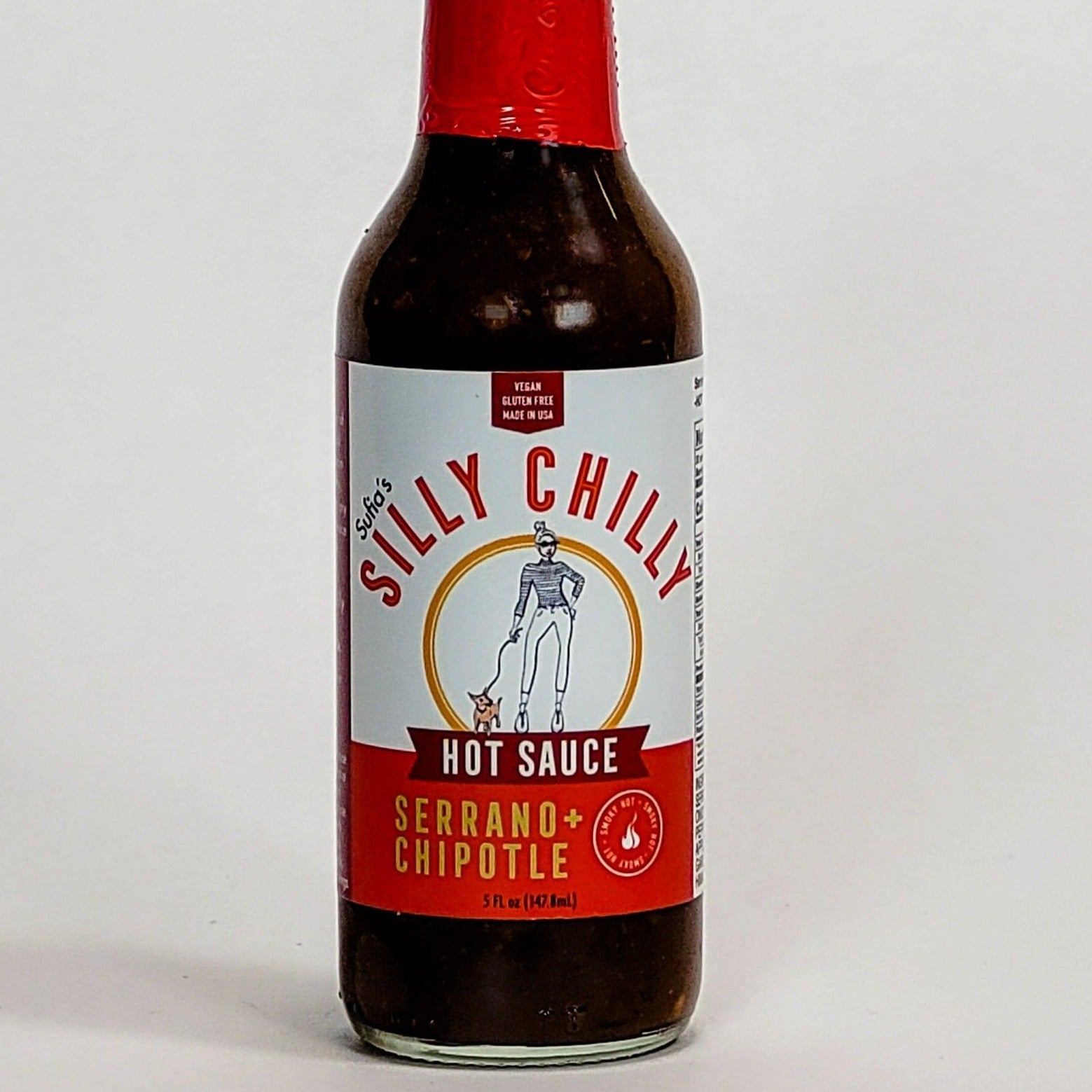 silly chilly hot sauce serrano and chipotle label